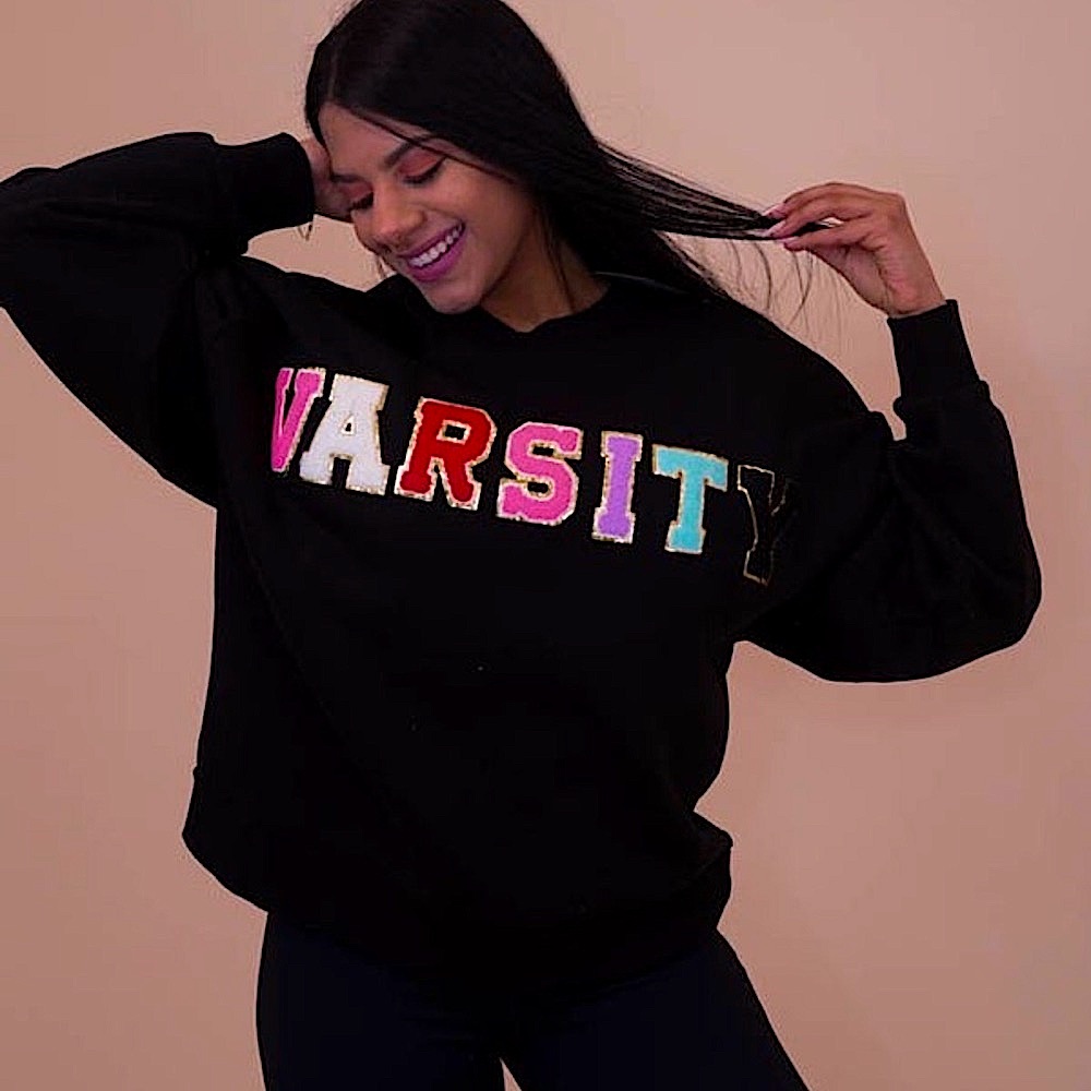 🆕🌿🖤VARSITY Patch Sweater LARGE